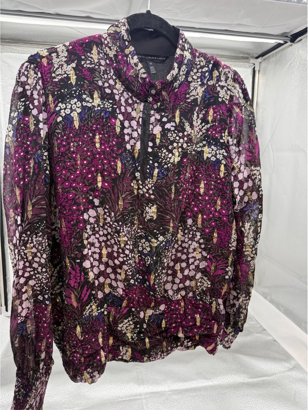 White House Black Market Floral Print Blouse Size 14